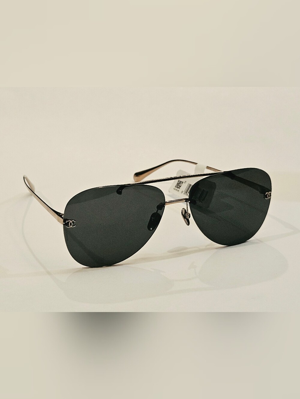 Chanel Rimless Pilot Sunglasses ch4285T Gold Titanium New No Case 4285T READ